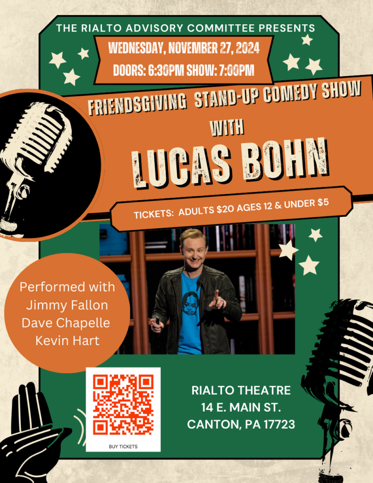 Rialto Friendsgiving Stand Up Comedy Show with Lucas Bohn Rialto Theater 768x994